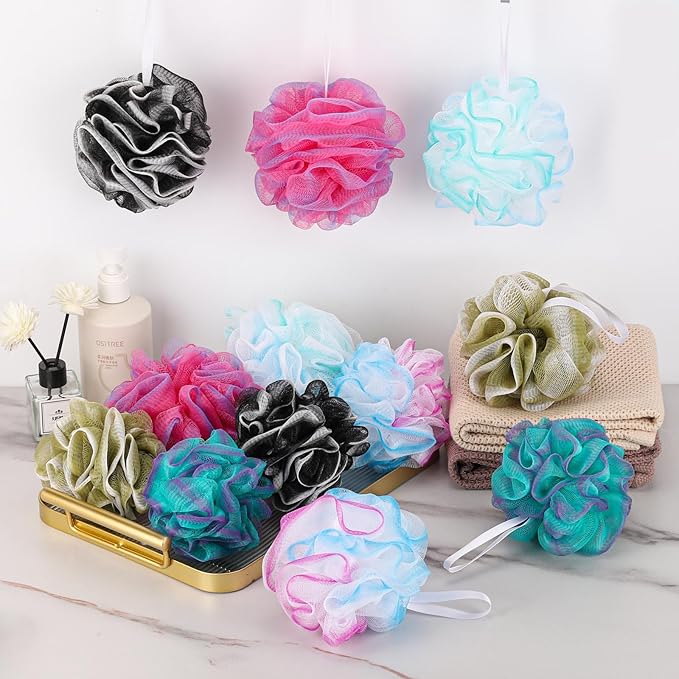 12Pcs Mini Loofah Travel Size Bath Sponge 25g/pc Shower Puff Mesh Pouf Exfoliating Bath Scrunchies - Multi Color