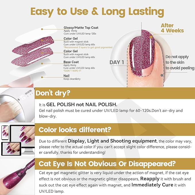 YTD Likomey Cat Eye Gel Nail Polish,15ml Bright Plum Pink Holographic Translucent Neutral Velvet Jelly Sheer Magnetic Dragon Fruit Shimmer Glitter Fall Winter UV Color Varnish with Magnet Stick,MY378