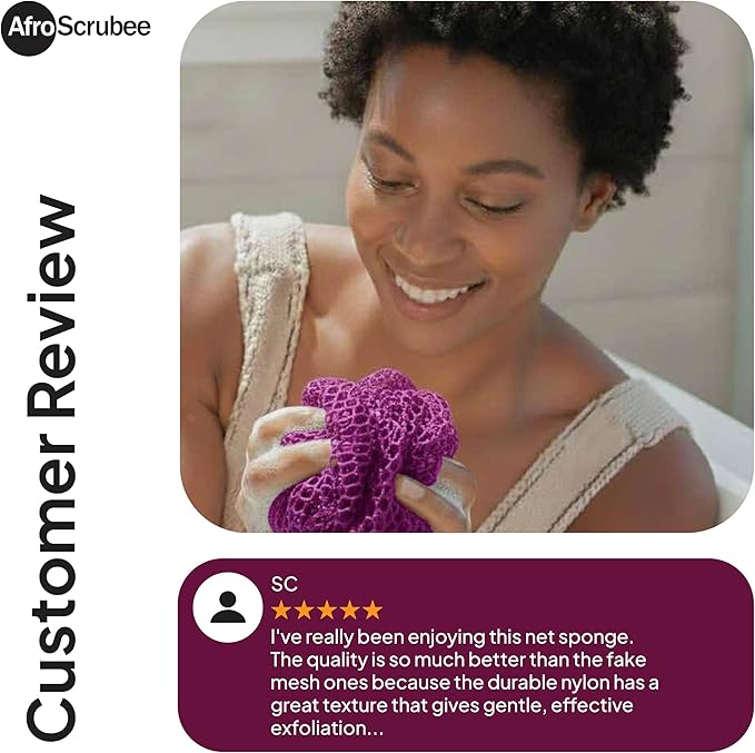 Authentic African Net Sponge Exfoliating Bath Sponge (Purple)