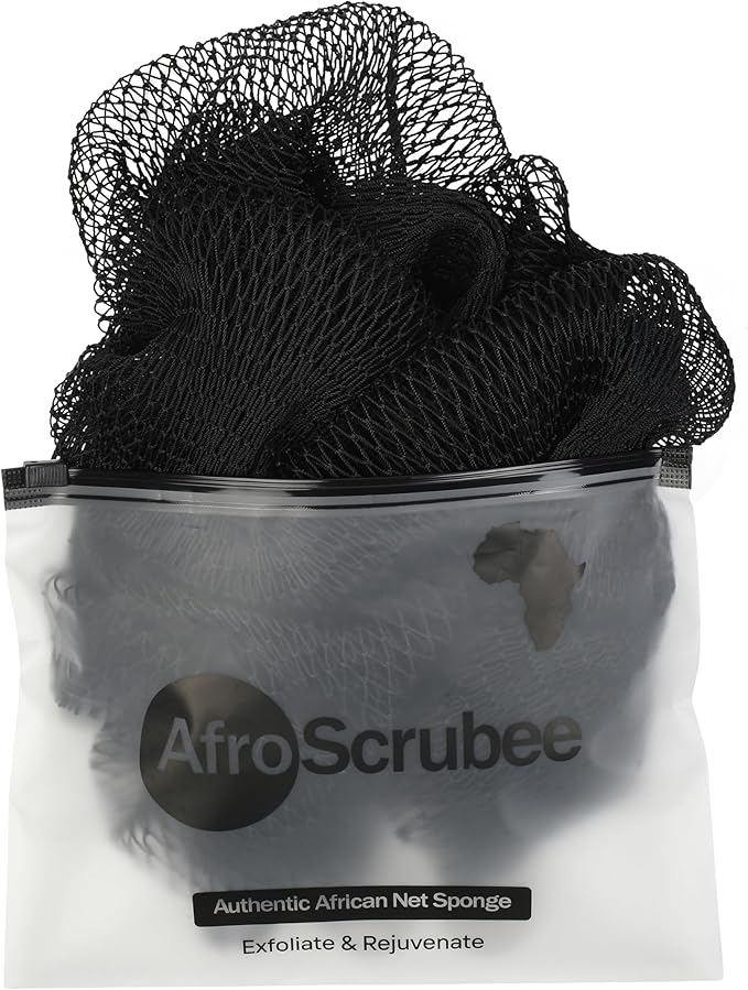 Authentic African Net Sponge Exfoliating Bath Sponge (Black)