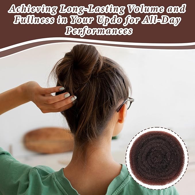 Hairs Sponge for Updo & Volumes Bump Tool, Volume Bumps Insert, Hair Filler for Thin Hairs, Hair Bumps for Volume Insert Tousle Sponge with 70 Bobby Pins Salon Must-Have (Light Coffee Color)