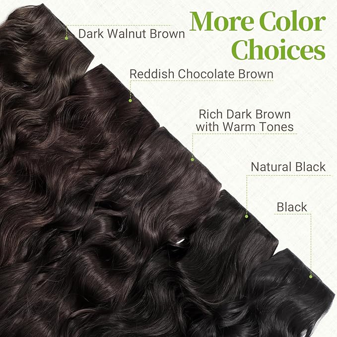 KooKaStyle Invisible Wire Hair Extensions with Transparent Wire Adjustable Size 4 Secure Clips Long Wavy Secret Hairpiece (24 Inch, Black)
