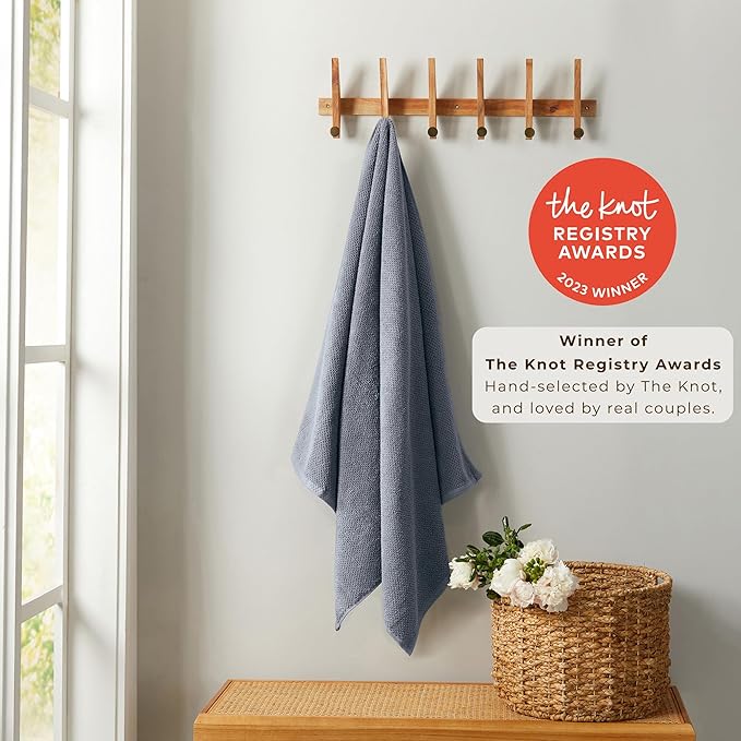 Great Bay Home 100% Cotton Oversized 2 Pack 68x35 Extra Large Towel Set - Absorbent, Quick-Drying, Durable Oversized Bath Sheets for Bathroom Décor (Chambray Blue)