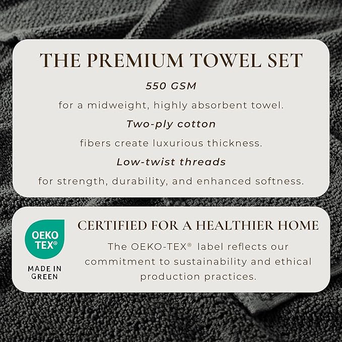 Great Bay Home 100% Cotton 6 Piece Towel Set - Absorbent, Quick-Drying, Durable Bath Towels for Bathroom Decor - Low-Twist, Two-Ply Fibers (Midnight Blue)