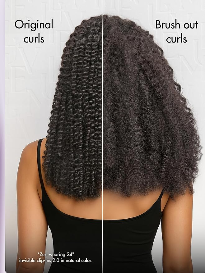 LUVME Invisible Clip ins Hair Extensions Deep Kinky Curly Real Human Hair Remy Hair Clip ins for Women, Natural Human Hair, 24 inch 110g 6Pcs, Natural Black
