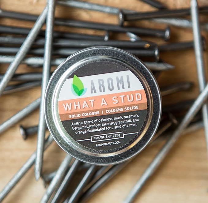 Aromi Solid Cologne | Fresh, Light Scent for Men, Oakmoss, Musk, Rosemary Fragrance,Father's Day Gift, Travel, Alcohol-free, Vegan (What a Stud)