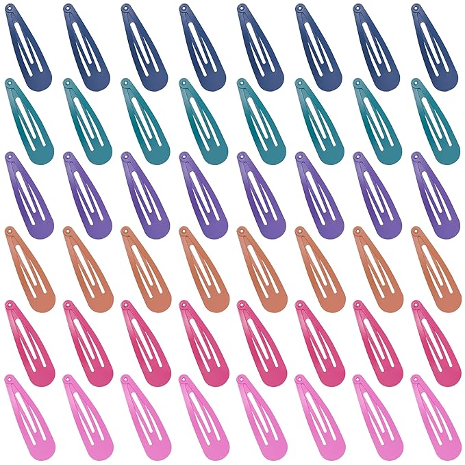 48 PCS Small Metal Barrettes For Women Non Slip Water Drop Snap Clips For Thick Thin Fine Hair Classic Accessories,Blue Green Purple Red,1.97 x 0.5 In