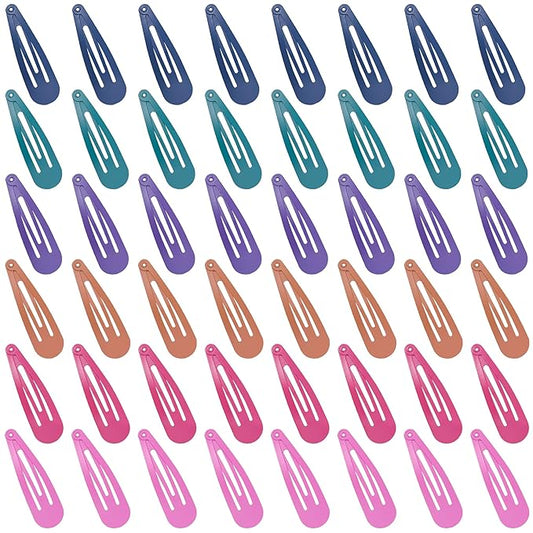 48 PCS Small Metal Barrettes For Women Non Slip Water Drop Snap Clips For Thick Thin Fine Hair Classic Accessories,Blue Green Purple Red,1.97 x 0.5 In