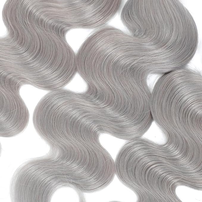 Gray Bundles Human Hair Silver Body Wave Bundle Brazilian Unprocessed Virgin Hair 3 Bundles 26 28 30 Inch Light Grey Bundle