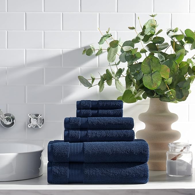 Arkwright Bath Towels Set of 4 - Super Soft 100% Cotton, 600 GSM Quick Dry & Absorbent, Luxury Bathroom Essentials for Hotels, Spa, Hosts, and Vacation Rentals, Lapis Navy