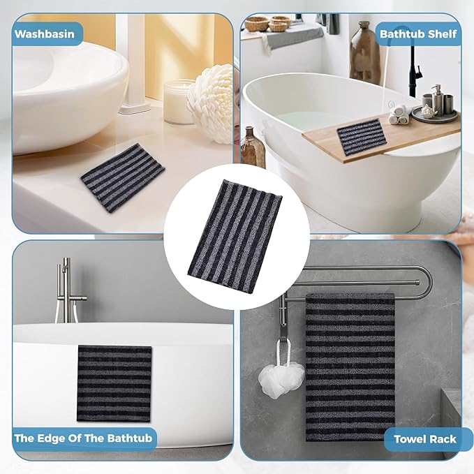 Exfoliating Bath Towel,Japanese Polyester Exfoliating Bath Towel,Body Scrubber,Back Scrubber, African Net Sponge,Quick Dry Two Sides Wipe and Wash