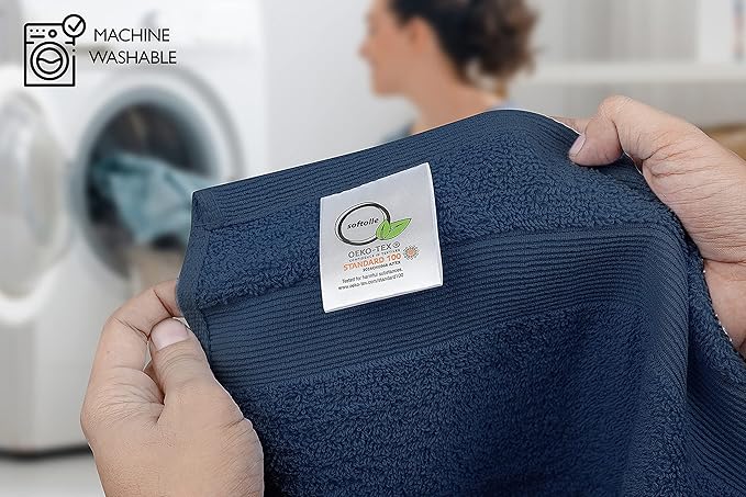 Premium Wash Cloths Pack of 12 (13" x 13") 100% Ring Spun Cotton | Luxury Washcloths | Ultra Soft Face Towels | Highly Absorbent Wash Cloths for face (Navy Blue)