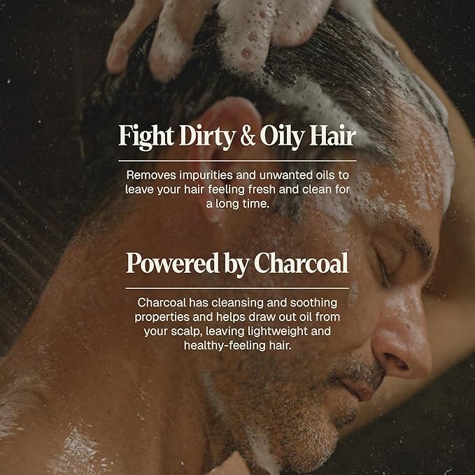 Black Wolf 2-Pack Mens Shampoo for Oily Hair, 12 Fl Oz - Charcoal-Infused Oil Control Shampoo with Moisturizing & Deep Cleansing Formula Hydrates & Nourishes Scalp - Daily Hair Care for Men