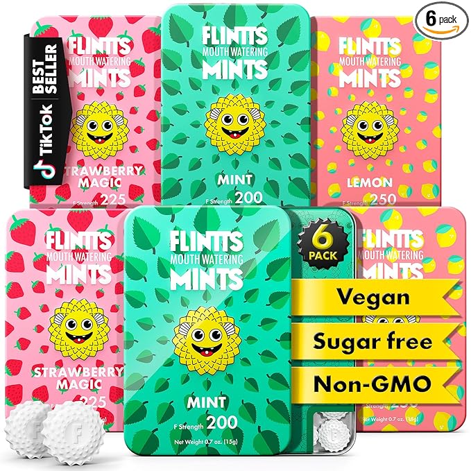Flintts Mints After Party Pack – Sugar Free Mouthwatering Mints for Dry Mouth Relief & Freshness – Vegan Oral Health Support with Sparkle Effect – Pocket Travel Saliva Substitute, Lozenges Alternative