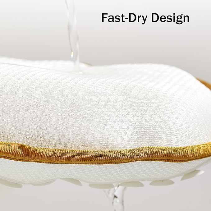 Bath Pillow for Tub - PYRRHIC Luxury Bathtub Pillow 5D Mesh with Neck & Back Support Non-Slip Suction Cups Fast Drying Soft Spa Pillow Relaxing Bath Accessories with Hook Laundry Bag White