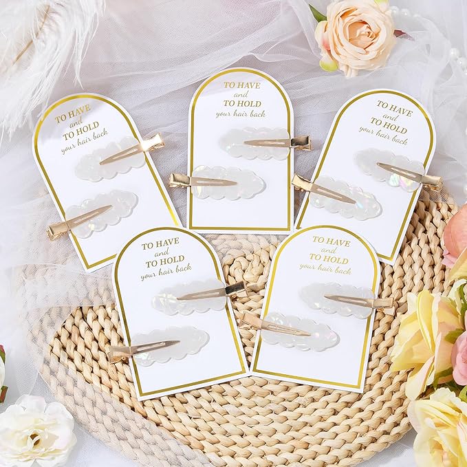20PCS Bridesmaid Hair Clips No Bend Hair Clips Bridesmaid Hair Accessories Gifts Makeup Creaseless Glitter Hair Clip for Bride Women Girls(20Pcs/10Cards)