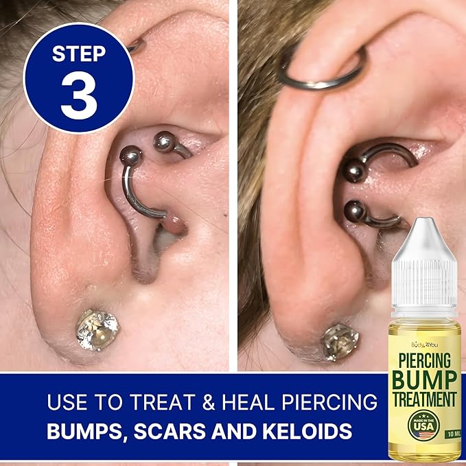 BodyJ4You Piercing Aftercare Spray Keloid Bump Removal Piercing Hole Cleaner - Earring Hole Cleaner Piercing Floss Ear Hole Cleaner - Natural Saline Wound Wash - Pierced Ears Nose Cleaning Kit