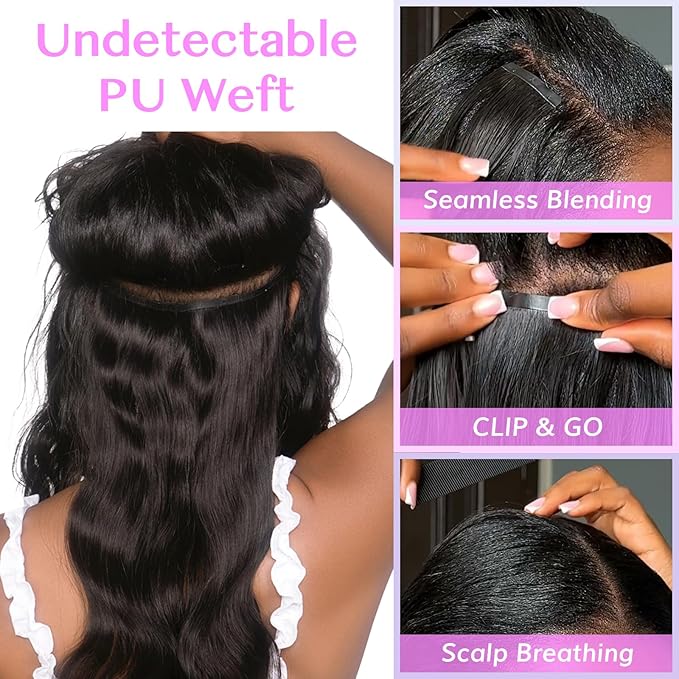 IDN BEAUTY Seamless Clip In Hair Extensions Human Hair Dark Brown Real Remy Virgin Human Hair Seamless Clip Ins For Black Women PU Weft Invisible Edge Thick Soft Hair BW 110g 14 Inches