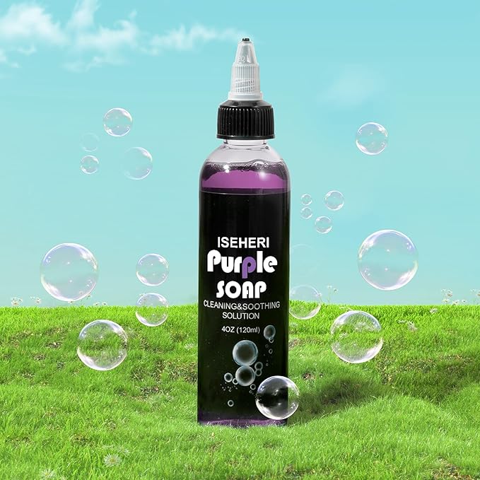 Ultra Concentrated Purple Soap Tattoo 4OZ with Foaming Bottle 120ml, Tattoo Supplies for Tattoos Piercings, Clean Skin Equipment
