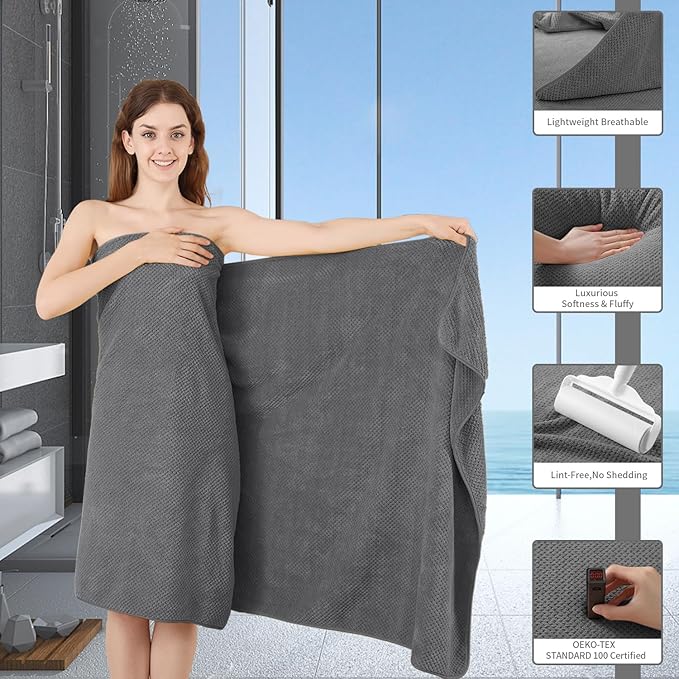 Grey Hand Towels Set 2 Pack-16“x31”,Ultra Soft Microfibers Bathroom Towel Set Highly Absorbent Quick Dry Luxury Premium Towel Lightweight Durable Hand Towel Collection for Hotel Spa Gym Kitchen