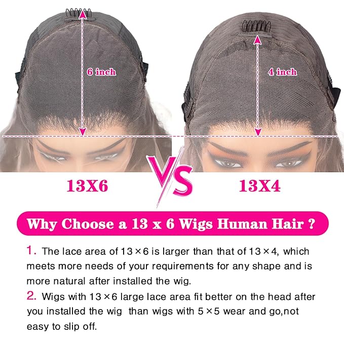 Chocolate Brown 13×6 Body Wave Lace Front Wigs Human Hair 16Inch 180% Density HD Lace Frontal Wigs Human Hair Pre Plucked Colored Wigs for Women