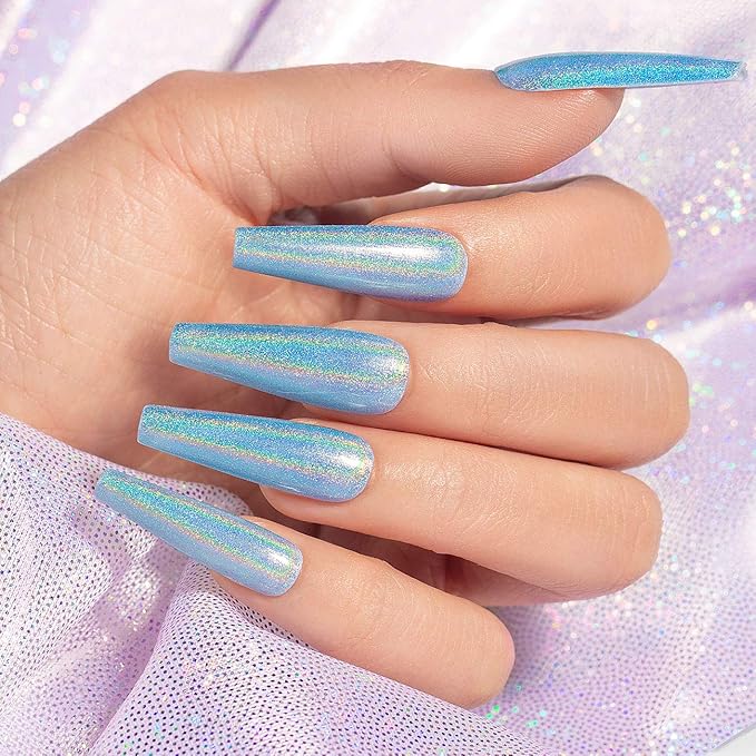 RARJSM Holographic Nail Polish Blue Glitter Gel Nail Polish Curing Required with Unicorn Glossy Effect for Salon and Home DIY Nail Art Design RAR78