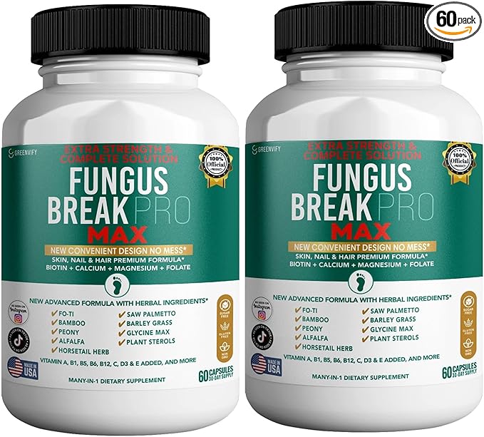 Fungus Break Pro Max Nail & Hair Supplement, 60 Capsules, Biotin 5000mcg with Vitamins & Herbal Blend (2)