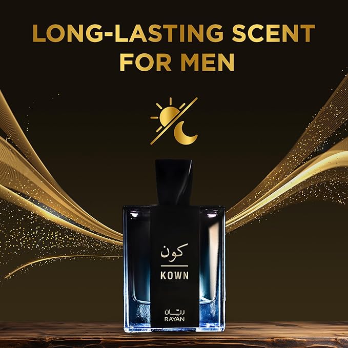 Kown - Modern Woody Oud Perfume for Men, Arabian Eau De Parfum, 100mL (3.34 Fl oz) Perfumes Arabes Para Hombres, Long Lasting Perfume with Bergamot, Lavender, Cardamom & Oud, Ideal Gift for Him