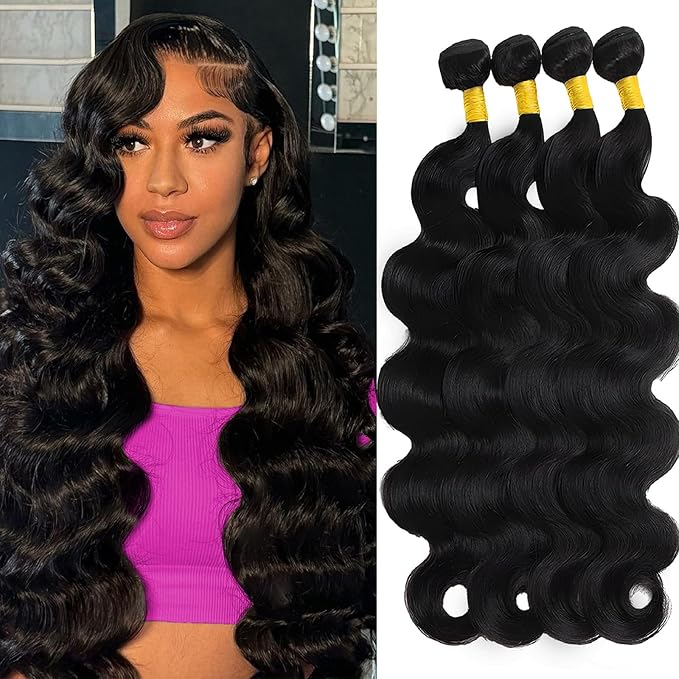 14A Brazilian Body Wave Bundles Human Hair 20 22 24 26 Inch 100% Real Raw Virgin Human Hair Bundles Body Wave 4 Bundles Human Hair Extension Natural Color（20 22 24 26）