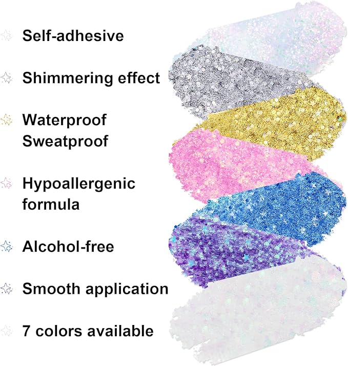 Blue Body Glitter Stick, Sparkling Hair Glitter for Kids and Women, Waterproof Face Hair and Body Glitter Makeup, Rave Accessories Carnival Chunky Sequins