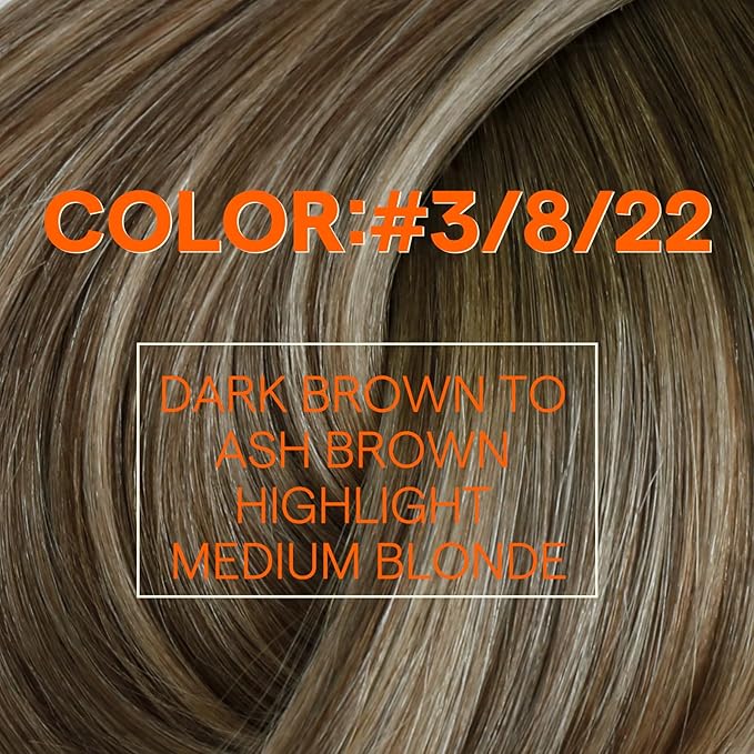 Full Shine Weft Hair Extensions Human Hair #3/8/22 Balayage Sew in Hair Extensions Real Human Hair Ombre Walnut Brown to Light Brown with Butter Blonde Sew in Weft Bundles 18 Inch 105g