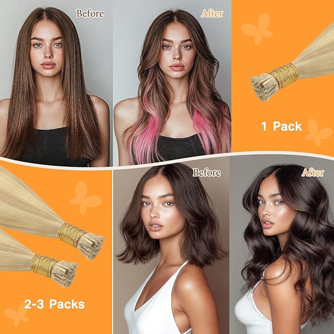 Doores Itip Hair Extensions, Drity Blonde Highlight Golden Blonde 18 Inch 100g/100s, Straight Human Hair