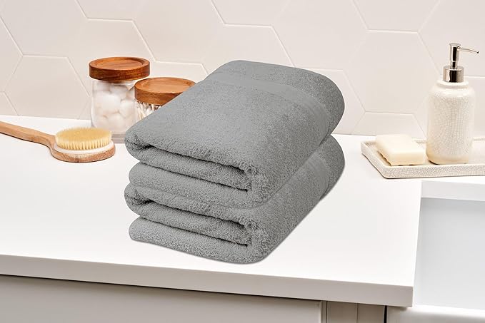 Softolle 100% Cotton Luxury Bath Sheets - Pack of 2 (35" x 70") | Super Soft, Quick-Dry & Highly Absorbent Towels for Bathroom, Home, Spa & Gym (Silver Grey)