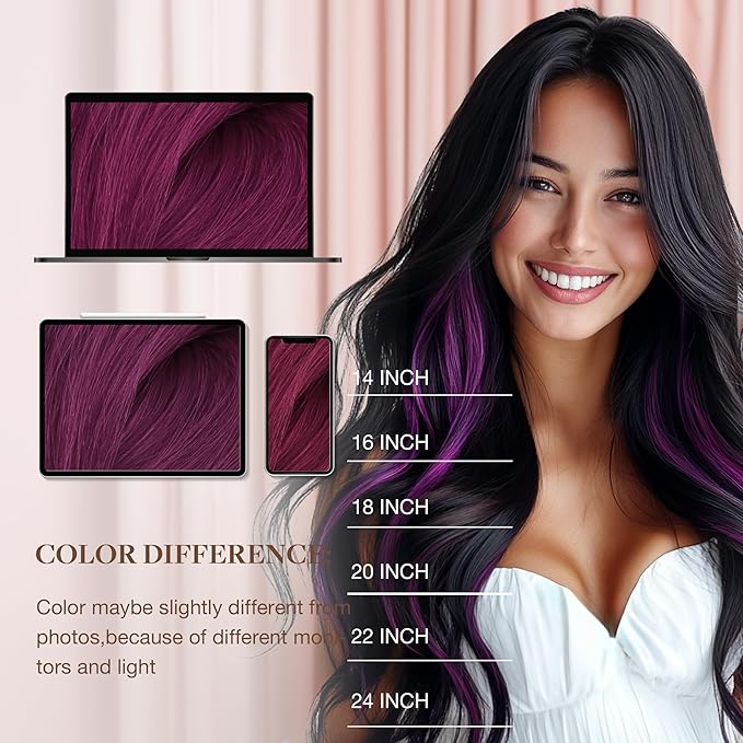 GOO GOO Colored I Tip Hair Extensions, Real Human Hair, 24inch 50g, Cold Fusion, Invisible Remy, Violet