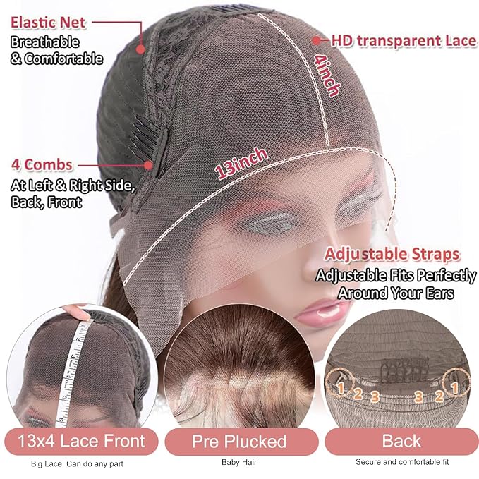 Alimubi Chocolate Brown Lace Front Wig Human Hair for Women 13x4 HD Body Wave Lace Frontal Wigs Pre Plucked with Baby Hair Glueless Wigs 180% Density 30Inch