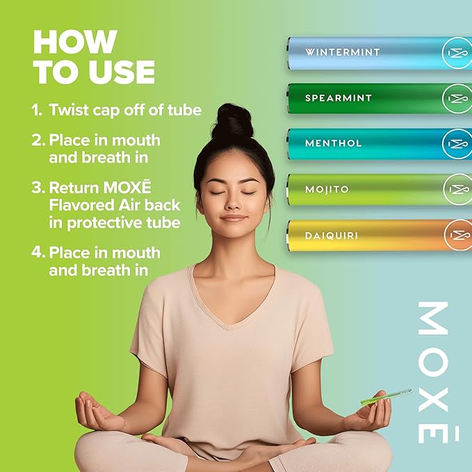 MOXE Natural Air Inhaler Variety 5 Pack | Non Electric Long-Lasting Flavored Air Refreshing Support | Oral Fixation Menthol Essential Oils, Craving Relief - New Daiquiri and Mojito Flavors