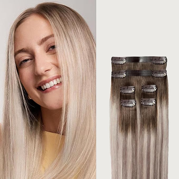 Luxy 100% Remy Human Hair Extensions for Thin Hair Thinning Hair Fill-Ins – 6 Seamless Wefts Multi-Dimensional Color Blend- Natural-Looking Volume & Coverage 95 grams 20