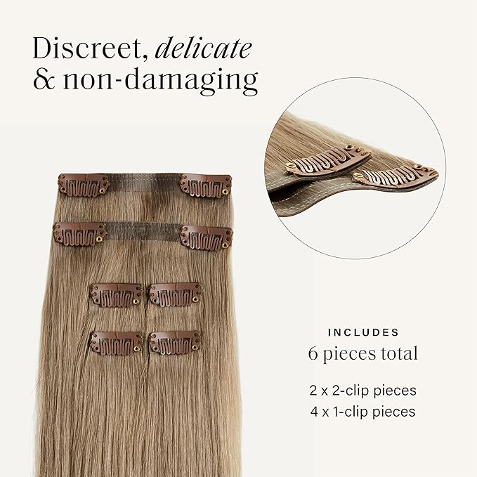 Luxy 100% Remy Human Hair Extensions for Thin Hair Thinning Hair Fill-Ins – 6 Seamless Wefts Multi-Dimensional Color Blend - Natural-Looking Volume & Coverage 95 grams 20" Natural Blonde Balayage
