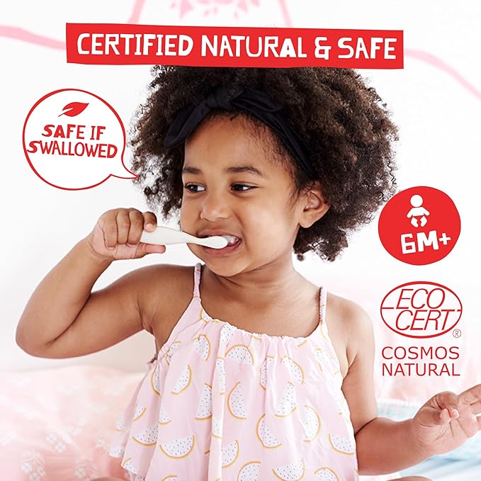 Jack N' Jill Natural Toddler Toothpaste - Fluoride Free Training Toothpaste for Toddlers 1-3, 40% Xylitol, BPA Free - Strawberry & Banana 1.76 oz (Pack of 2)
