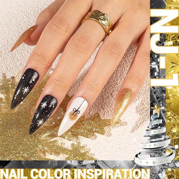 MelodySusie Black Glitter Gel Nail Polish,0.5fl oz Black Diamond Glitter Soak Off UV LED Reflective Shimmer Gel Polish Gift for Women Nail Art Manicure Salon DIY Nail Design Decoration at Home- NJ-1