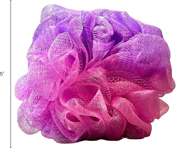 Color-Changing Bath Sponges Set - Multi-Color Body Loofahs for Shower & Exfoliating, Soft and Durable Shower Sponges with Hanging Lanyard, Pack of 4