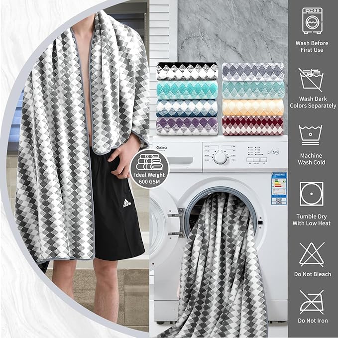 4 Piece Bath Towel Set Oversized Bath Sheet 35"x70" Bathroom Towel Extra Large Towel Set Soft Highly Absorbent & Quick Dry Premium Bath Sheet for Bathroom 600GSM Shower Towel Spa Gym Hotel,Dark Grey