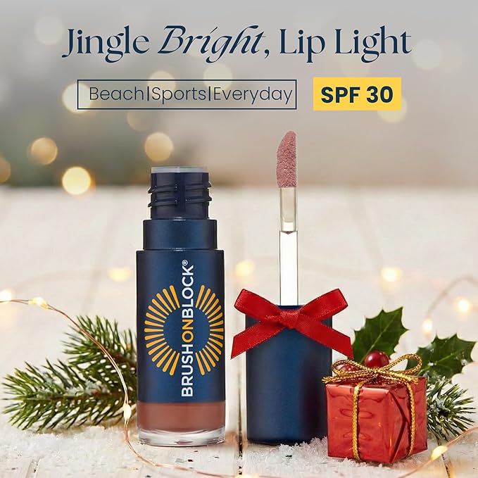 Brush On Block Sun Shine Protective Lip Oil SPF 30, Mineral Protection from UVA/UVB & Blue Light, Hydrating, Cruelty-Free, Gluten-Free, & Vegan, Fig