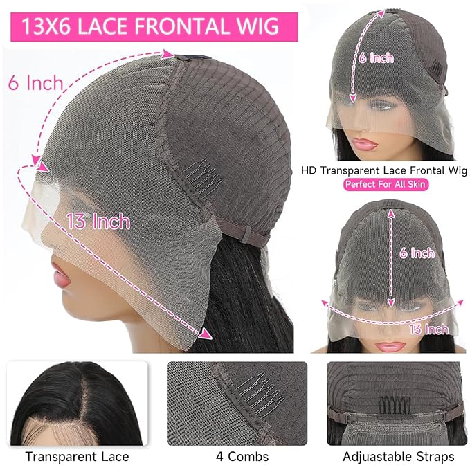 13x6 Body Wave Lace Front Wigs Human Hair Pre Plucked 180% Density HD Lace Frontal Wig Human Hair For Women Body Wave Wigs With Baby Hair 34inch