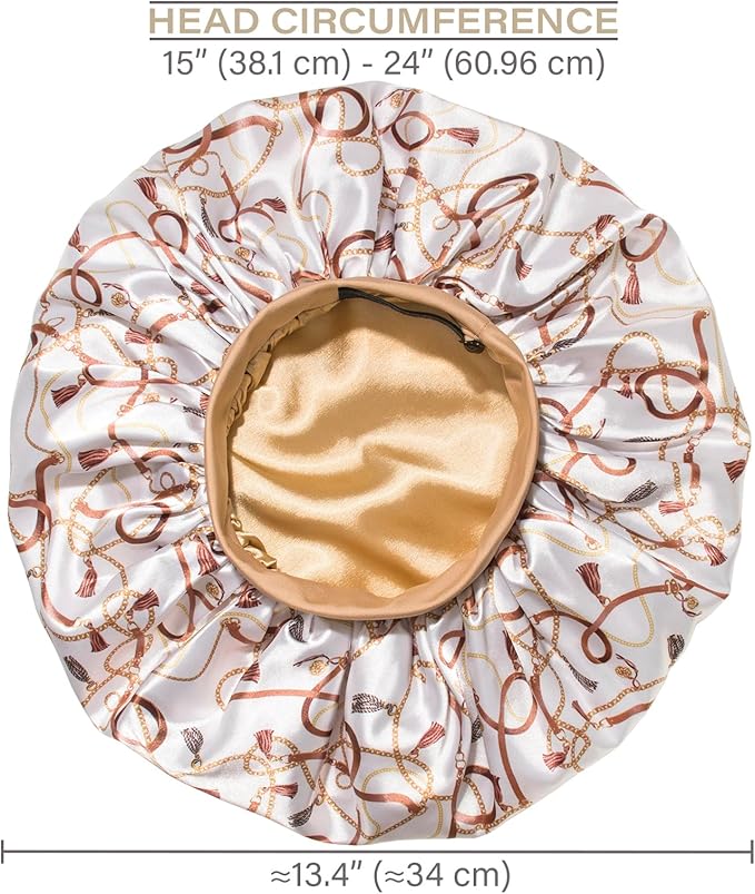 CAPLORD Double Sided Satin Bonnet for Sleeping - Adjustable Silk Sleep Cap for Women and Men