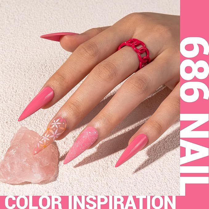 MelodySusie Thick Bright Pink Gel Nail Polish,0.5fl oz Nails Soak Off UV LED Rose Pink Gel Polish Christmas Gift for Women Nail Art Manicure Salon DIY Nail Design Decoration at Home-686
