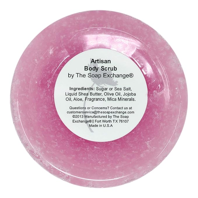 The Soap Exchange Sugar Body Scrub - Strawberries & Champagne Scent - Hand Crafted 16 fl oz / 480 ml Natural Artisan Skin Care, Shea Butter, Exfoliate, Moisturize, & Protect. Made in the USA.