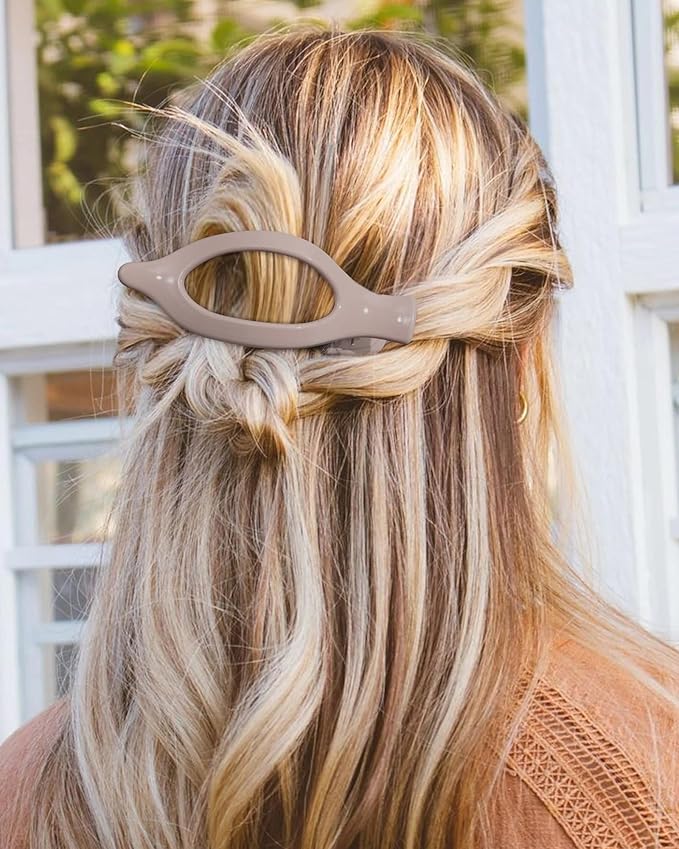 6 PCS French Flat Hair Clips for Women 2 Styles Large Matte Flat Claw Clips Strong Hold No-Slip French Hair Barrettes for Thick Thin Hair(Brown 2)
