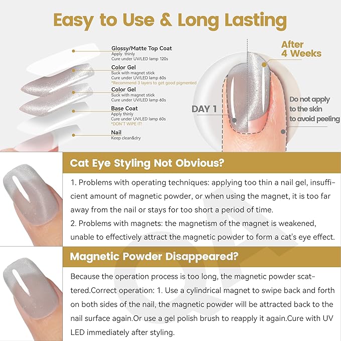 YTD Likomey Cat Eye Gel Nail Polish,Crystal 15ml Silver Magnetic Shimmer Shimmer Glitter Translucent Jelly Shiny Fall Winter Salon Home UV Nail Varnish with Magnet Stick,HEMA Free TPO Free,MY517