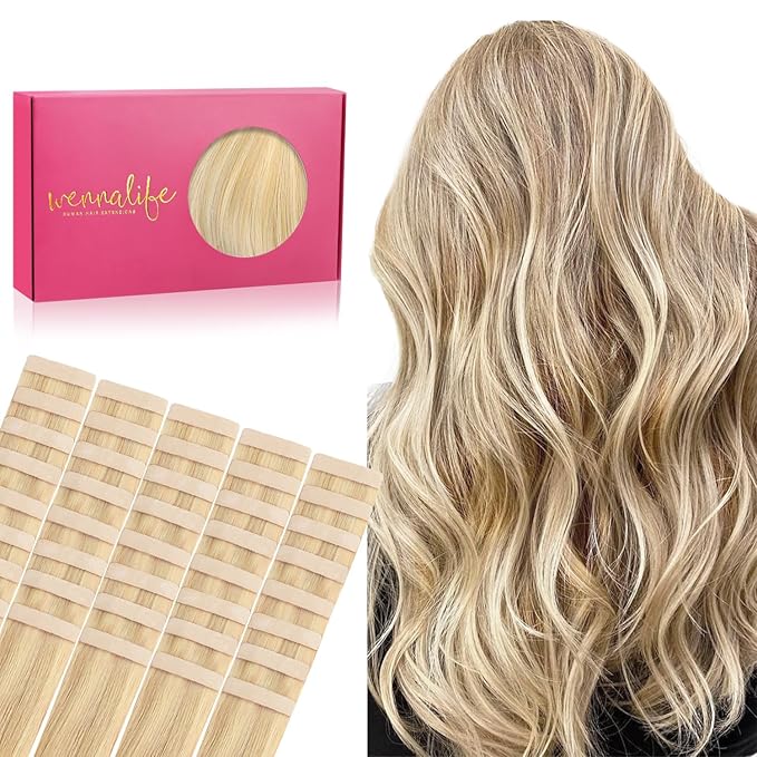 WENNALIFE Tape in Hair Extensions Human Hair, 40pcs 100g 24 inchHair Extensions Real Hair Straight